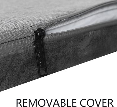 EMPSIGN Dog Bed for Large Dogs, Washable Dog Cushion, Waterproof Dog Bed L 89x56cmx7.6cm, Dog Cushion Suitable for Cages, Dog Mat with Removable and Washable Cover for Large Dogs, Grey