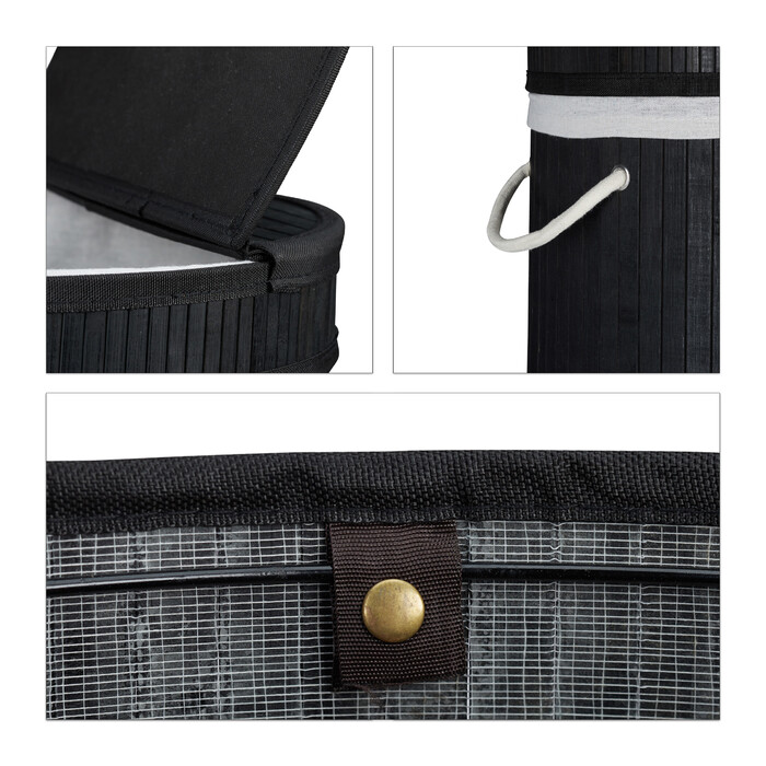 Relaxdays Laundry Basket Bamboo with Folding Lid