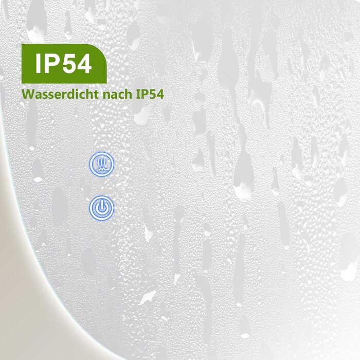 LED дзеркало для ванної кімнати з підсвічуванням, 70x50 см, холодне біле світло 6000K, енергозберігаюче, диммер, антизапар