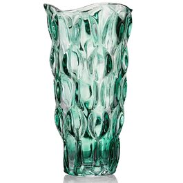 Скляна ваза Glas Blume, 24 см, сучасний мінімалістичний дизайн, ручної роботи, для квітів та декору, зелений колір