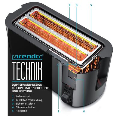 Тостер Arendo з нержавіючої сталі з 4 широкими слотами, подвійні стінки, вбудований тримач для булочок, 6 ступенів підсмажування, центрування хліба, автоматичне відключення, дисплей з відображенням часу (A: Cool Grey)
