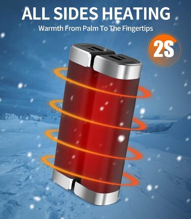 Електричні грілки для рук 5000mAh, 2 шт. - багаторазові, для дітей, на відкритий простір, зимовий подарунок (чорний)