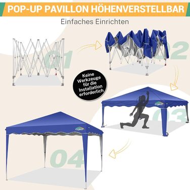 COBIZI Folding Gazebo 3x3, 3x3 Gazebo Waterproof Stable One Push UV Protection Outdoor Party Tent Wave Canopy Event Tent Tent Garden Gazebo Pavilion Folding 3x3m With Carry Bag, (Navy Blue, 3x3 Wave)