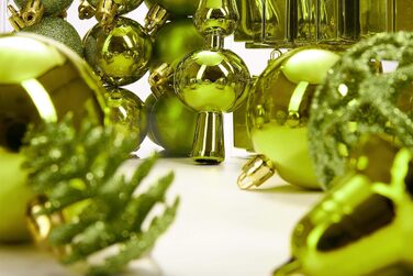 Набір прикрас для ялинки BRUBAKER 101 шт. з верхівкою, кремово-білий, зелений