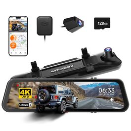 Відеореєстратор-дзеркало WOLFBOX G900 PRO 4K (8MP STARVIS 2 IMX678), 12