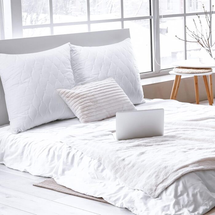 Подушка Utopia Bedding 80x80 см (2 шт.), стьобана, біла, для ліжка, дивану та декору