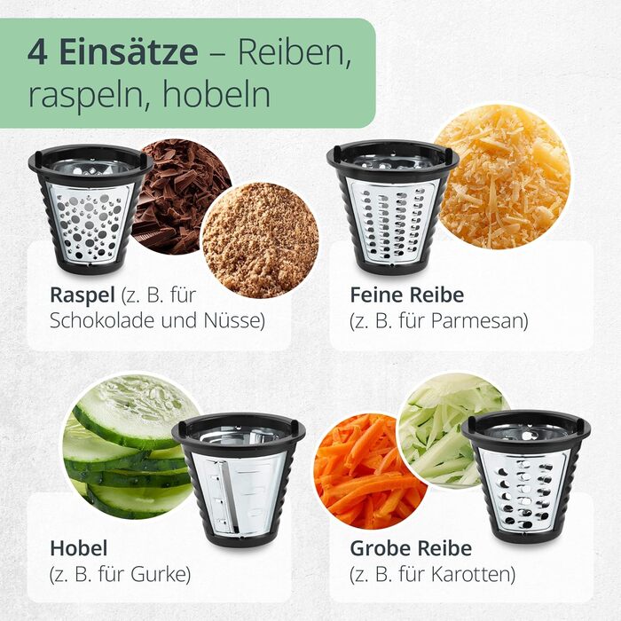 Електричний овочевий слайсер | Тертка для овочів та фруктів | 500 Вт | 4 насадки | Для моркви, огірків, горіхів та сиру