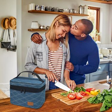 Легка термосумка-ланчбокс для їжі: складана, водонепроникна, у синій клітинку