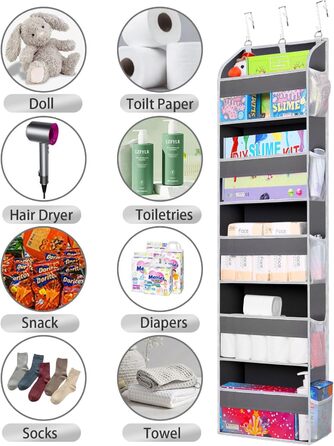 Органайзер на двері 5-ти секційний складний темно-сірий (2 шт) для ванної, дитячої, кемпінгу - підвісний стелаж для зберігання