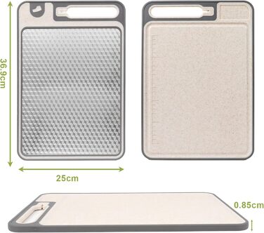 Ніжне велике обрізне дошка XIAPIA з нержавіючої сталі 304 та пластику з точилкою для ножів, 44x30x2,6 см, з соковидавом та лінійкою, антибактеріальне, без BPA