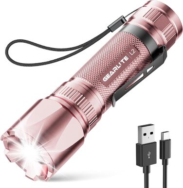 Ліхтар налобний LED Gearlite, перезарядна суперяскрава тактична рукавичка з функцією зуму, 3000 люмен, 3 режими світла, водонепроникний IP65, для кемпінгу, риболовлі, активного відпочинку, надзвичайної ситуації (рожевий, 1 шт.)