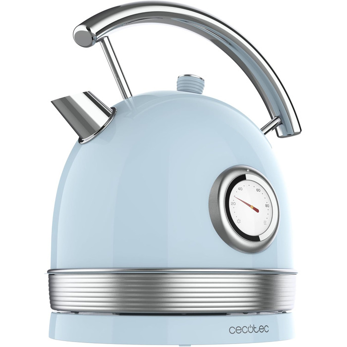 Електричний чайник Cecotec ThermoSense 420 Light Green: 1,8 л, 2200 Вт, регулювання температури, нержавіюча сталь, вінтажний стиль, зелений (блакитний)