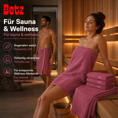 Набір рушників Betz Premium 6 предметів, 100% бавовна, колір Ягіда (4 рушники 50x100 см, 2 банні рушники 70x140 см) для ванної та гостей