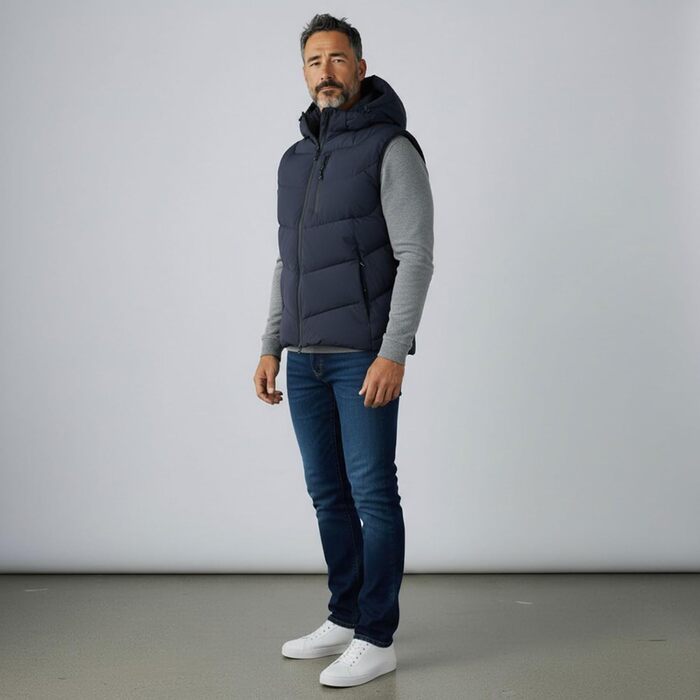 Степлена жилетка Blue Wave Jasper для чоловіків з відстібною капюшоном (S, темно-синій)
