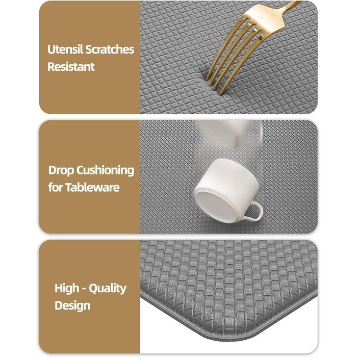 Килимок для кухні COLOR&GEOMETRY 44x150 см, неслизький, з ПВХ, водо- та олієстійкий, з гумовою основою. Підходить для кухні, пральні, коридору (сірий)