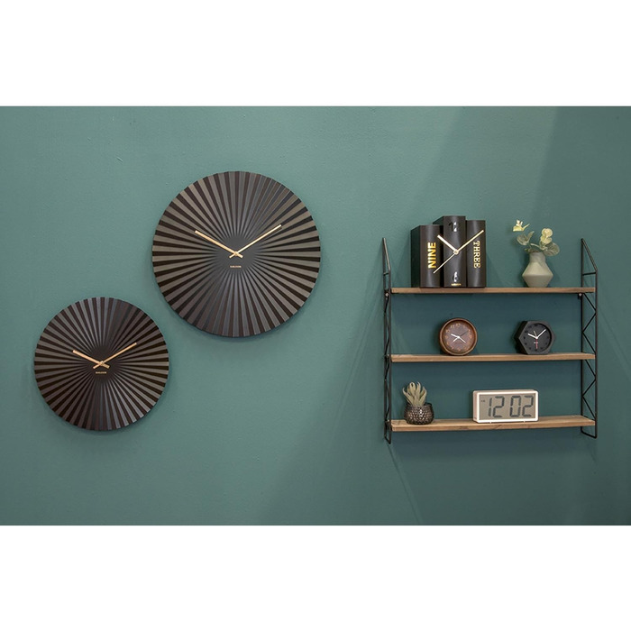Karlsson KA5628 Table Clock, Trompe-l'oeil Books, Book, Stiff Cardboard and Metal, H20 x 20 x 15 cm (Standard Size, Black)