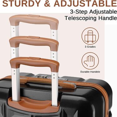 Набір валіз KONO 2 в 1: велика валіза (54 см) та косметичка, чорний/коричневий