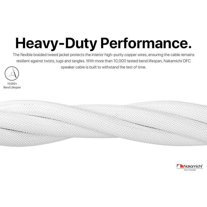 Акустичний кабель Nakamichi 12AWG з позолоченими банановими роз'ємами 24K, 3 метра, безкисневий мідний провід (OFC) в обплетенні, чорний — для домашнього кінотеатру та підсилювача