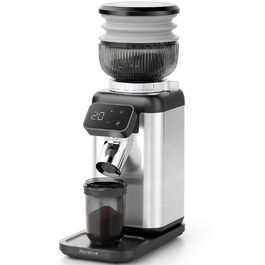 Професійна кавомолка Neretva з прецизійними жорнами, 40 штук. Електрична кавомолка з рівномірним помелом, антистатична, без залишків. Підходить для еспресо, фільтр-кави, френч-пресу, мока-кави. Сріблястий колір.