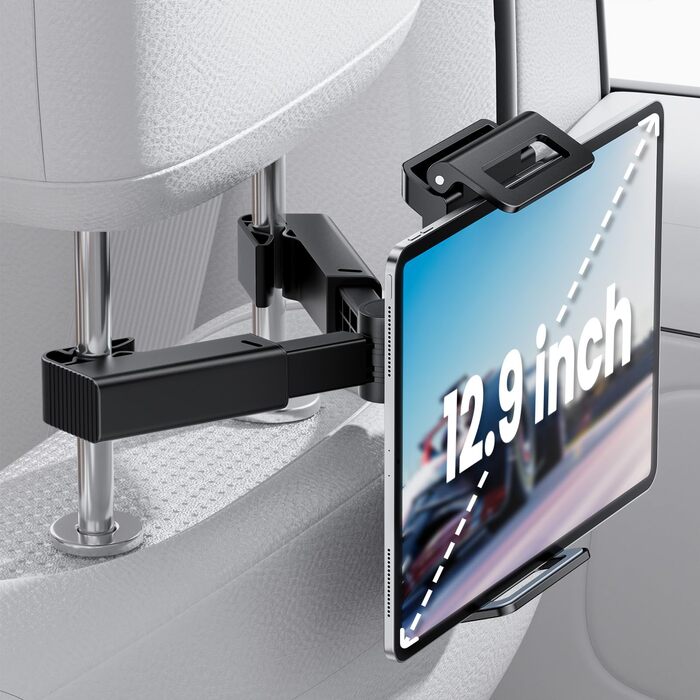 Утримувач для планшету NEUTYPECHIC в авто: 360° обертання, регульований, сумісний з iPad, iPhone, Samsung Galaxy Tab, Kindle Fire HD, Switch та іншими пристроями 4-12.9 дюймів
