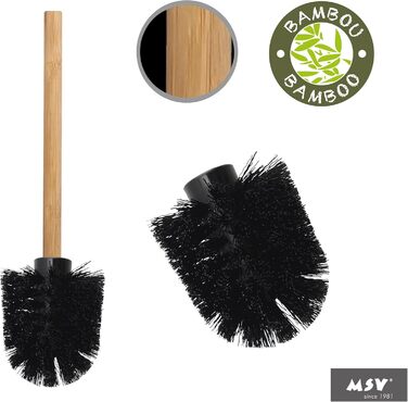 Набір для ванної кімнати Teiki 4в1: щітка для унітазу, тримач рулонів, тримач для вологих серветок та смартфон, бамбук, чорний