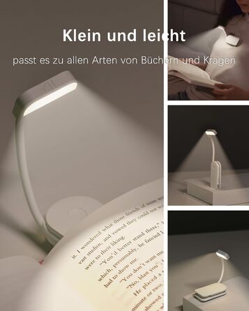 LED-лампа для читання з USB-зарядкою, 9 світлодіодів, 3 режими температури кольору, регульована яскравість, гнучкий поворот на 360°, для читання в ліжку