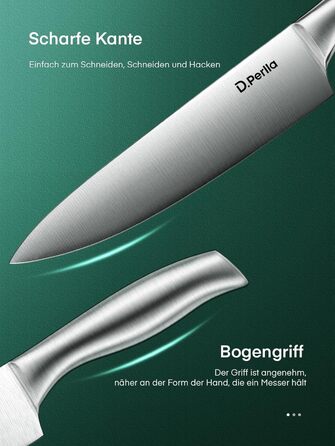 D.Perlla Professional 16-Piece Knife Set with Wooden Block - Extra Sharp & Ergonomic Stainless Steel Kitchen Knives