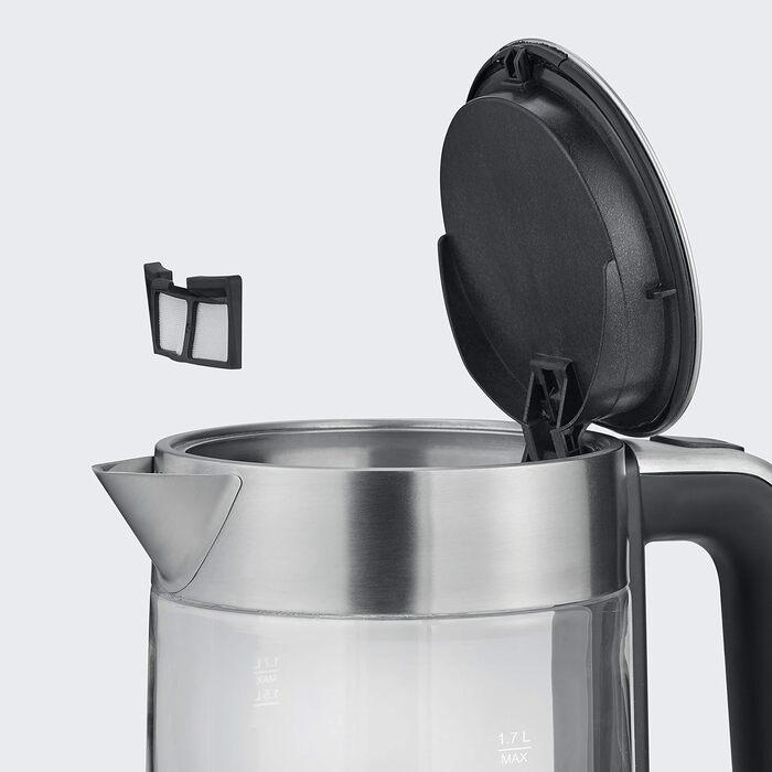 Електрочайник SEVERIN скляний з нержавіючої сталі, 1,7 л, BPA-free, 2200 Вт, WK 3420 – компактний і потужний