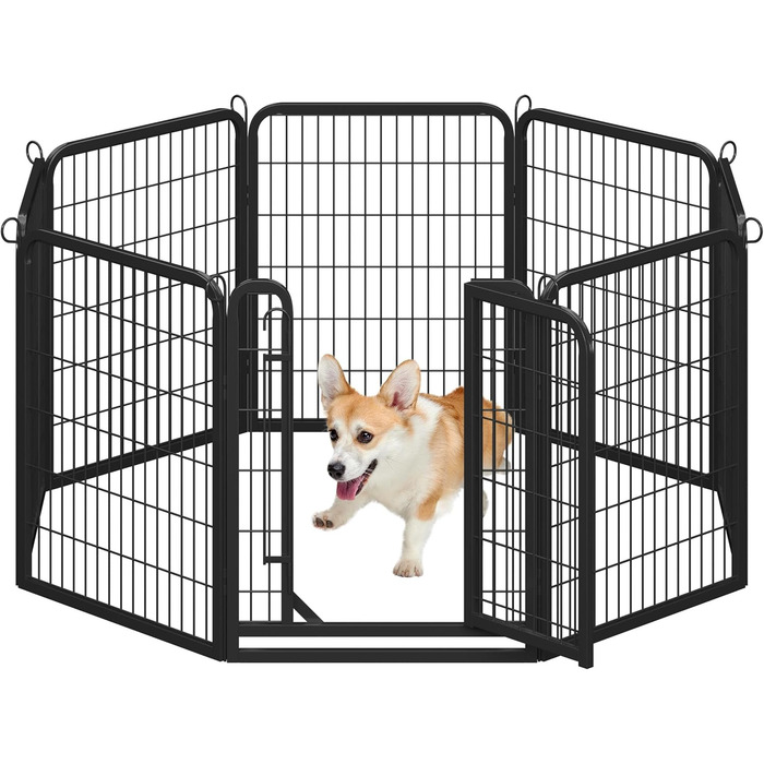 Yaheetech Folding Dog Playpen - 100cm High, 6-Panel, Portable Dog Kennel with Door for Indoor & Outdoor Use - Easy Assembly