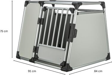 Тріксі Транспортний бокс для собак з алюмінію, розмір M–L, 60x65x86 см - стабільний, тихий, з безпечним замком та неслизьким килимком