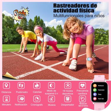 Дитячий розумний годинник для дівчаток та хлопчиків, 1.5' фітнес-трекер з 19 спортивними режимами, моніторингом сну, серцевого ритму, крокомером, IP68 водонепроникний, подарунок для дітей 6-15 років, рожевий