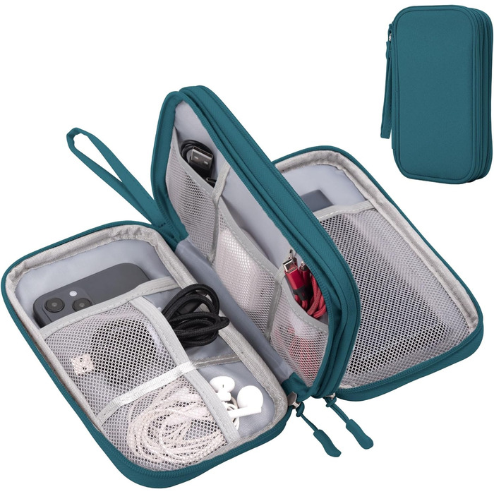 Органайзер для аксесуарів Arae Eektronik: кейс для кабелів, SD-карт та USB. Зелений