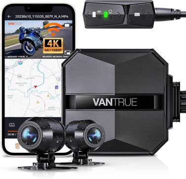 Мотоциклетний відеореєстратор VANTRUE F1 4K + 1080P (передній та задній), нічна зйомка STARVIS