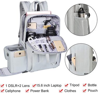CADeN Рюкзак для камери: водонепроникний, антикрадійний, відділення для ноутбука 15.6'', для DSLR Canon, Nikon, Sony