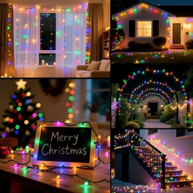 LED гірлянда на ялинку: 250 LED, тепле біле світло, 15м, IP44, 8 режимів, таймер, для дому та саду