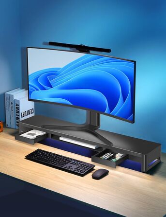 Підставка для двох моніторів Meatanty з 2 ящиками та 4 USB-портами, металева, для ПК, iMac, з USB-хабом, 98.3 см