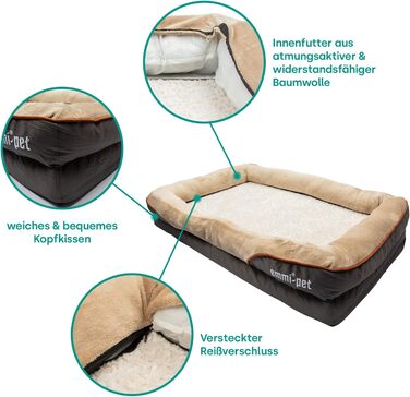 Ортопедичне ліжко для собак Emmi-pet – ергономічне диван для великих собак 120x85x25 см – миється, м'яке, з антиковзаючим покриттям, довговічне та дихаюче – адаптована форма для тіла (S (68x51 см))