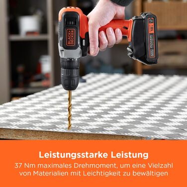 Акумуляторний дриль-шуруповерт BLACK+DECKER BCD001C1-QW (18V, 1.5 Ah, 10 мм) з акумулятором та зарядним пристроєм