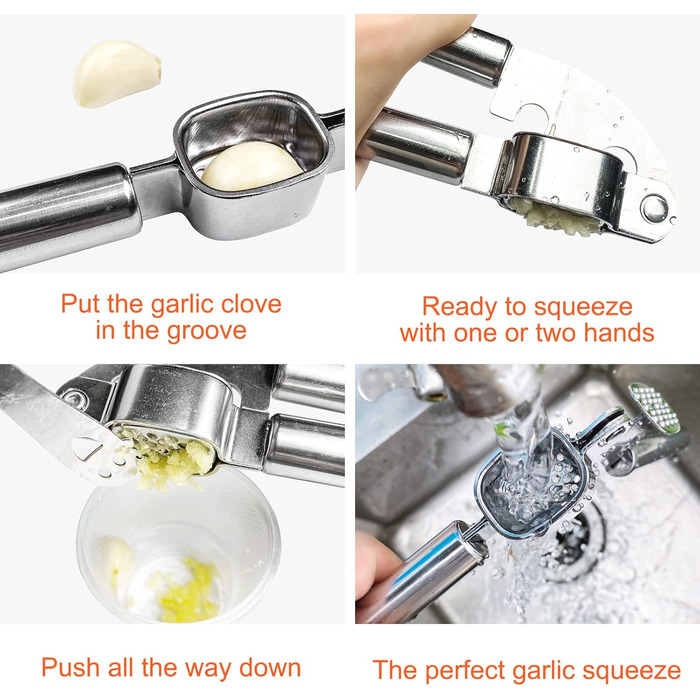 Пресс для часнику Newaner з нержавіючої сталі, 20 см. Практичний кухонний аксесуар, легко миється, міцний та надійний