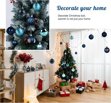 Набір прикрас для ялинки Agoer 100 шт. - блакитні кульки для ялинки з блискітками, пластикові, для декору ялинки на Новий Рік та Різдво