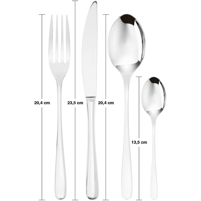 Sambonet 52553-81 Taste - 18/10 Stainless Steel Monoblock Dinnerware Set for 6 People, 24-Piece: 6 Forks, 6 Spoons, 6 Knives, 6 Teaspoons, Dishwasher Safe, Grey