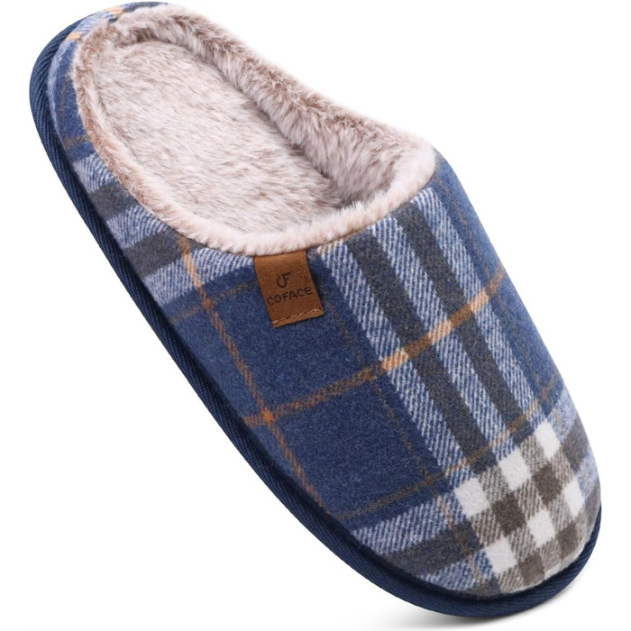 Чоловічі домашні тапочки COFACE з піною, що повертається, теплі вовняні тапочки, м'які та пухнасті, з антиковзною гумовою підошвою, розмір 40-49 (48 EU, блакитні)