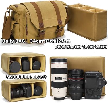 Сумка для фотоапарата DSLR Canvas Messenger BG507 (Хакі) 34x13x27 см