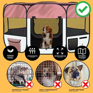 Вольєр для цуценят All Pets United® XXL: вольєр для собак, котів, кроликів та дрібних тварин (рожевий)
