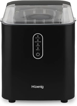 Машина для приготування льоду H.Koenig KUB14, 12 кг/24 год, швидке приготування (6 хв), 2 розміри кубиків, 120 Вт, тиха, чорна, з лопаткою