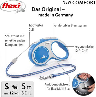 Рулетка вимірювальна Flexi Comfort New, 5 м, блакитна, навантаження до 12 кг