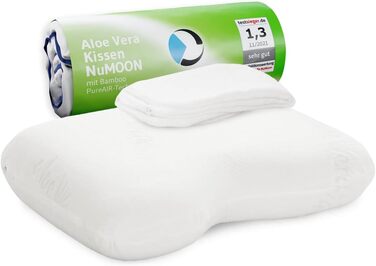 Orthopedic Neck Pillow / Side Sleeper Pillow NuMOON for Cervical Spine Pressure Relief, Recommended by Experts, Pillow for Allergy Sufferers, Anti-inflammatory Aloe Vera Extract & Free Cover