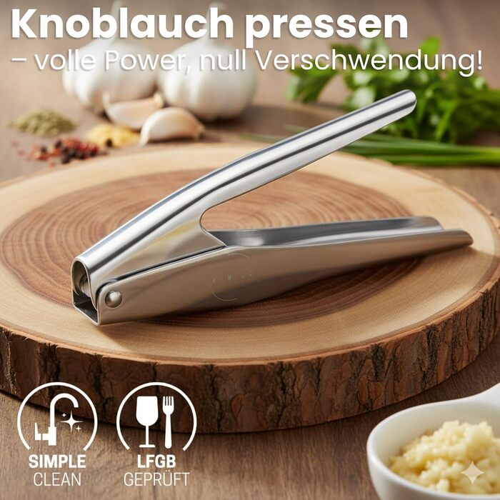 Прес для часнику з нержавіючої сталі - миється в посудомийній машині, стійкий до іржі - міцний та ергономічний, для легкого подрібнення - ідеальний для свіжого часнику