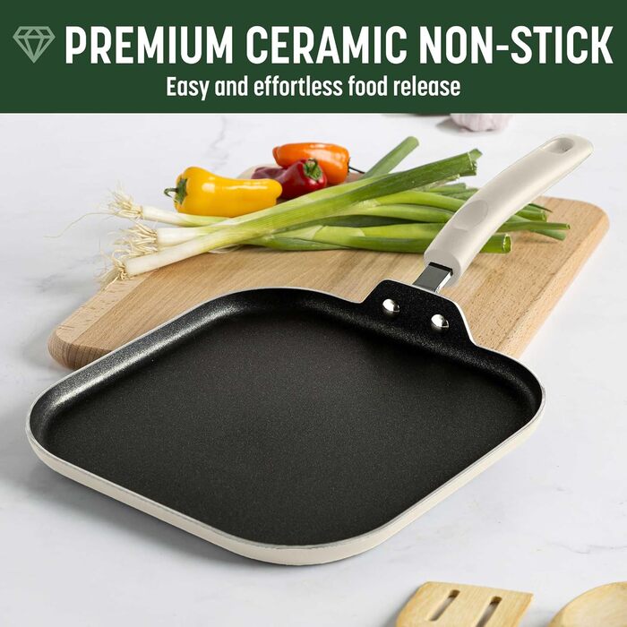 Набір посуду Goodful 12 предметів: каструлі та сковороди з антипригарним покриттям, преміум-кераміка, без PFOA, PTFE, PFAS, для посудомийної машини, кремовий