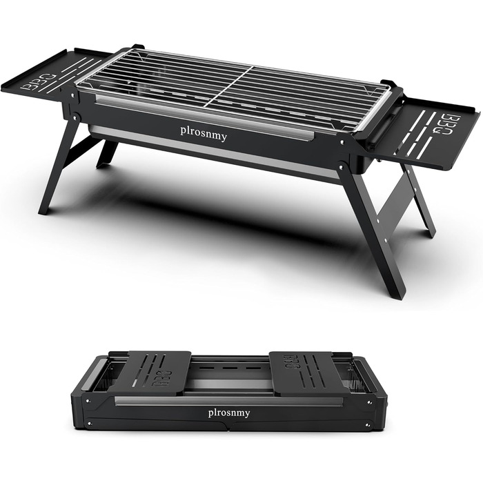Portable Charcoal Foldable Grill, Outdoor Cooking for Travel, Camping Smoker BBQ Grill, Stainless Steel Tabletop, Portable